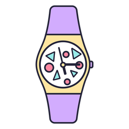 Vintage wrist watch color stroke PNG Design