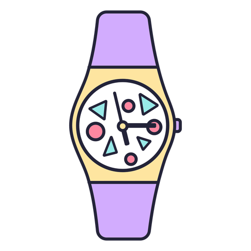 Trazo de color de reloj de pulsera vintage Diseño PNG