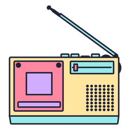 Colorful retro radio machine Transparent PNG