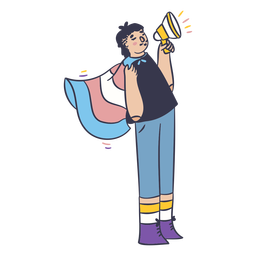 Boy with trans flag color stroke