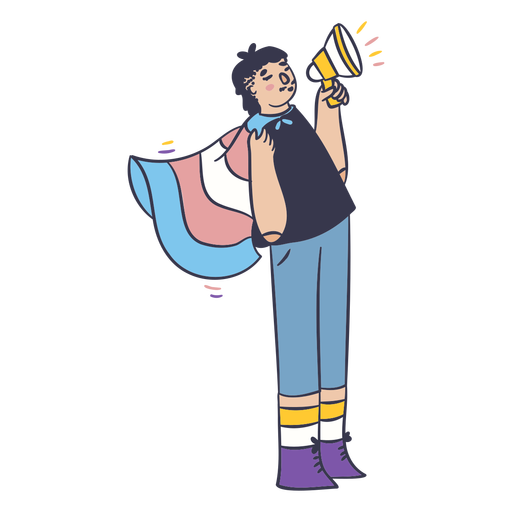 Boy with trans flag color stroke PNG Design
