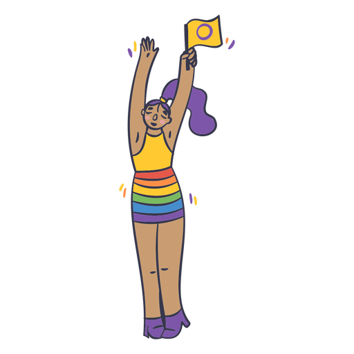Girl intersex flag color stroke PNG Design
