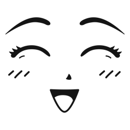 Happy anime face stroke Transparent PNG