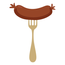 German sausage on a fork semi flat 