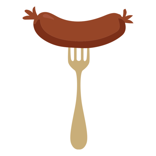 German sausage on a fork semi flat 