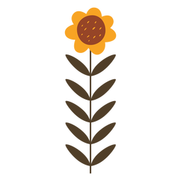 Sunflower flower semi flat PNG Design