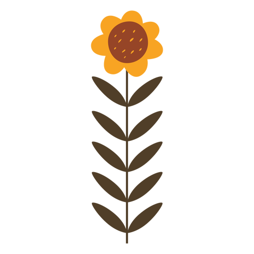 Flor de girasol semi plana Diseño PNG
