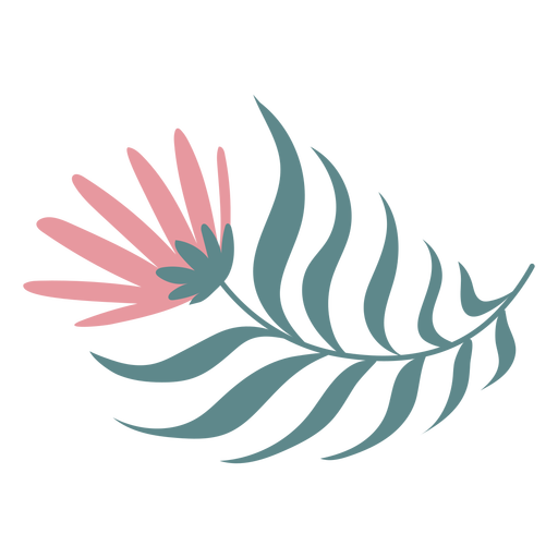 Rosa Blume mit flachen Blättern PNG-Design