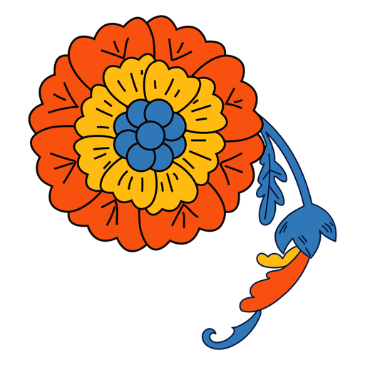 Belo traço de cor de flor Desenho PNG