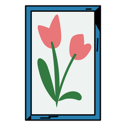 Flower tulips in a frame color stroke