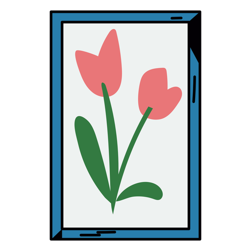 Flower tulips in a frame color stroke PNG Design