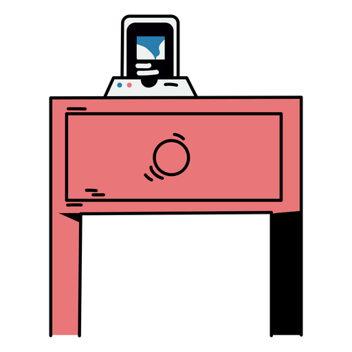 Mesa rosa con trazo de color de reproductor de música. Diseño PNG