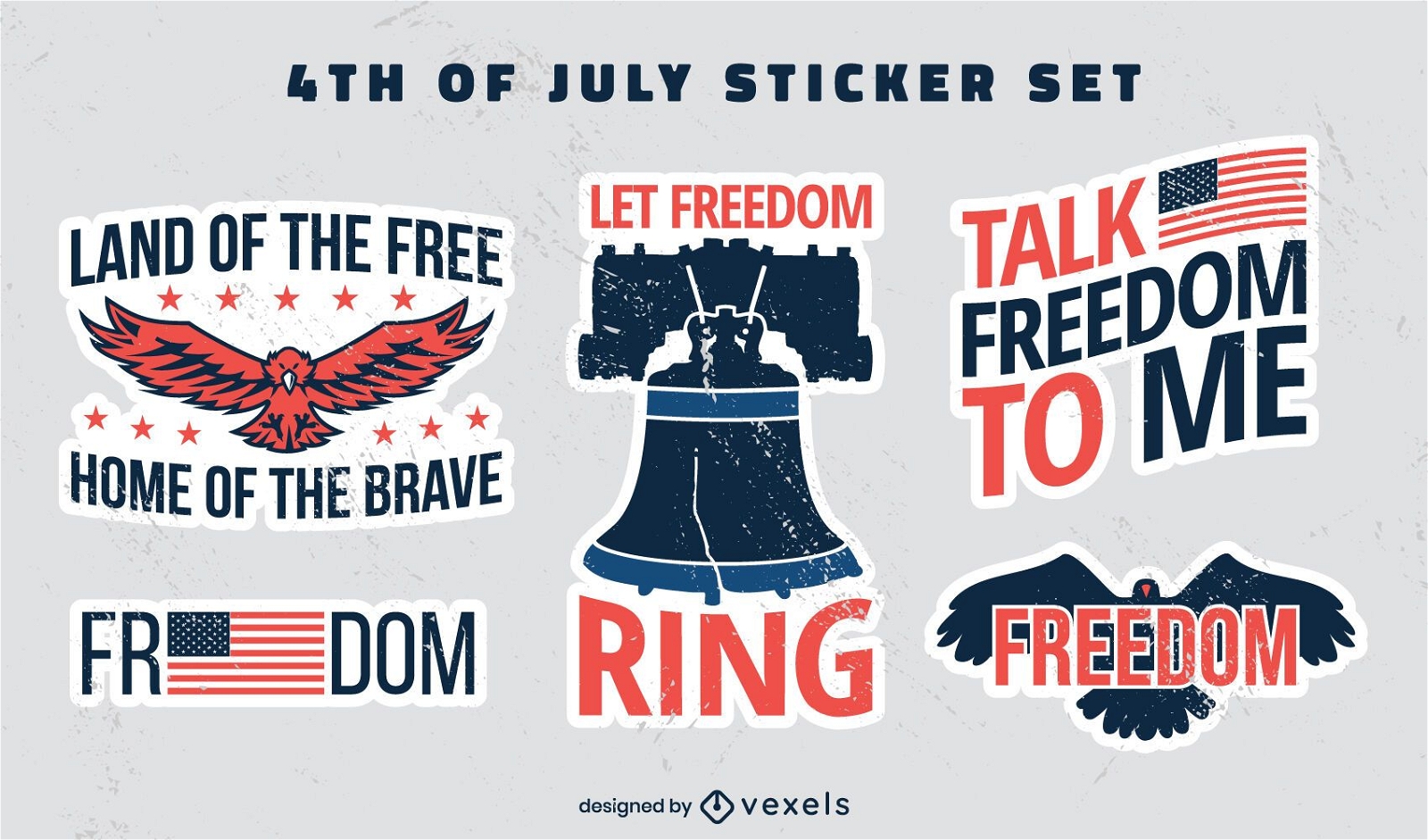 Pegatinas de insignias de libertad plana del cuatro de julio