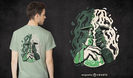 Design de camiseta com poção de personagem feiticeiro do mal