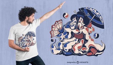 Camiseta de criatura geisha japonesa deisgn