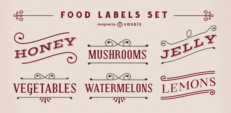 Set of vintage style food labels Set of vintage style food labels