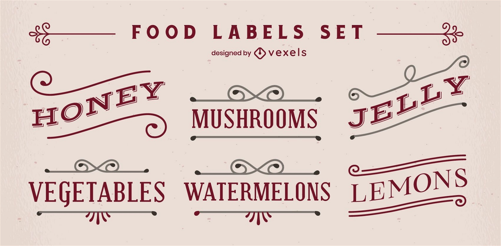 Set of vintage style food labels 