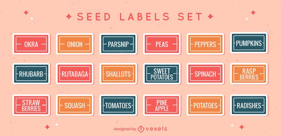 Vegetable labels flat set Vegetable labels flat set