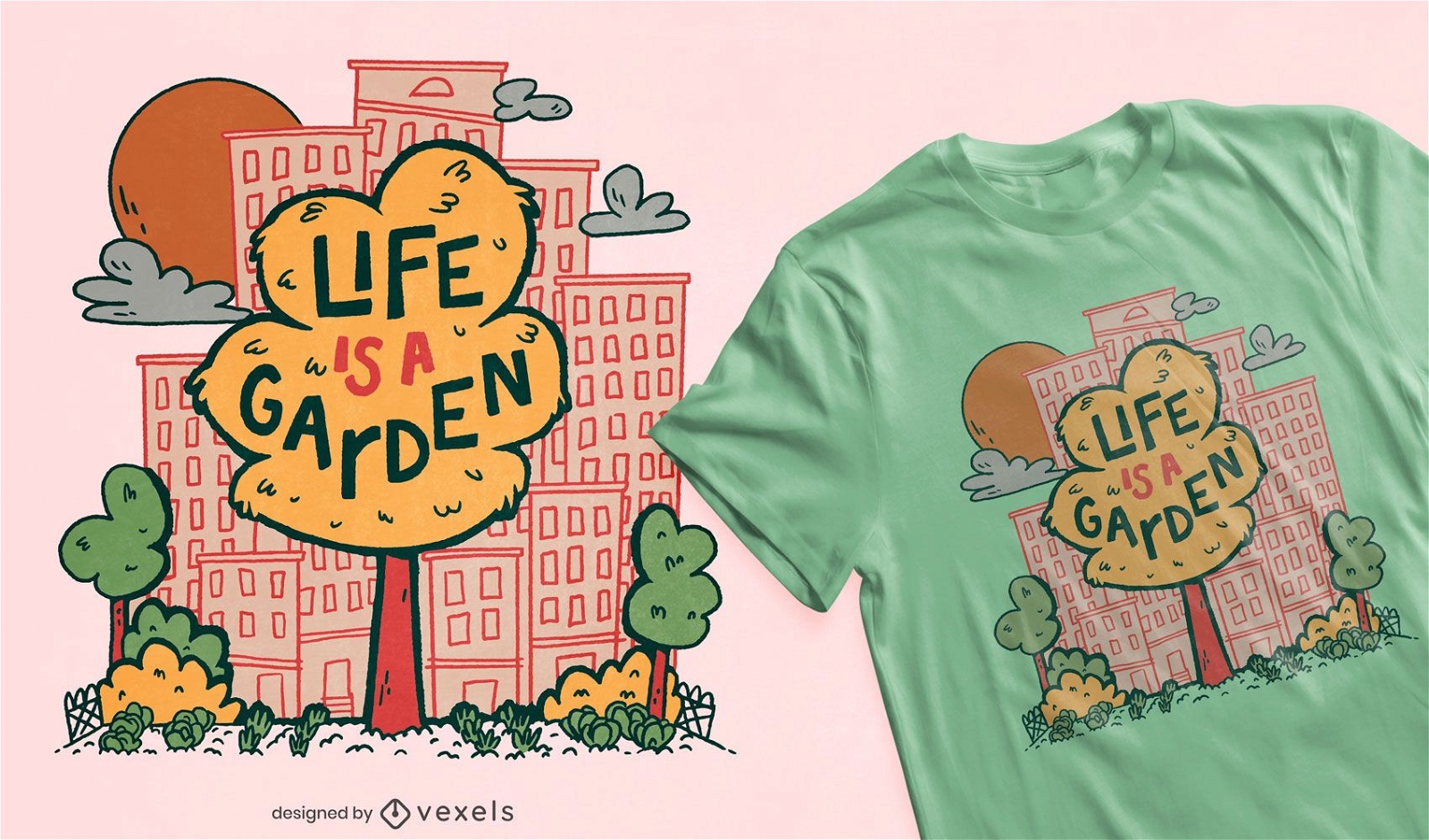 Design de t-shirt City Tree Garden