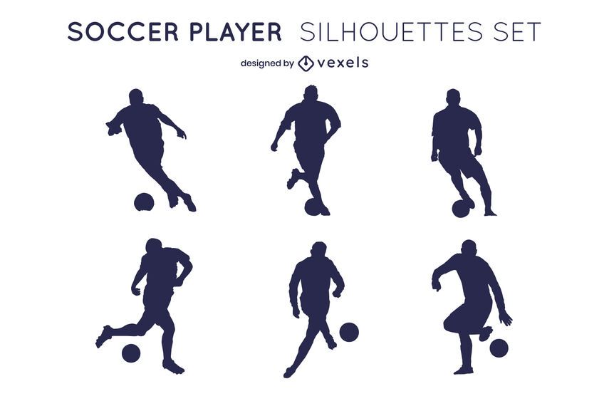 Soccer ball sport players silhouette set Soccer ball sport players silhouette set