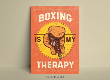 Póster El boxeo es mi terapia estilo vintage.