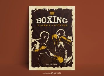 Design de pôster de boxe estilo vintage