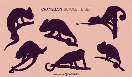 Set von Chamäleons-Silhouetten