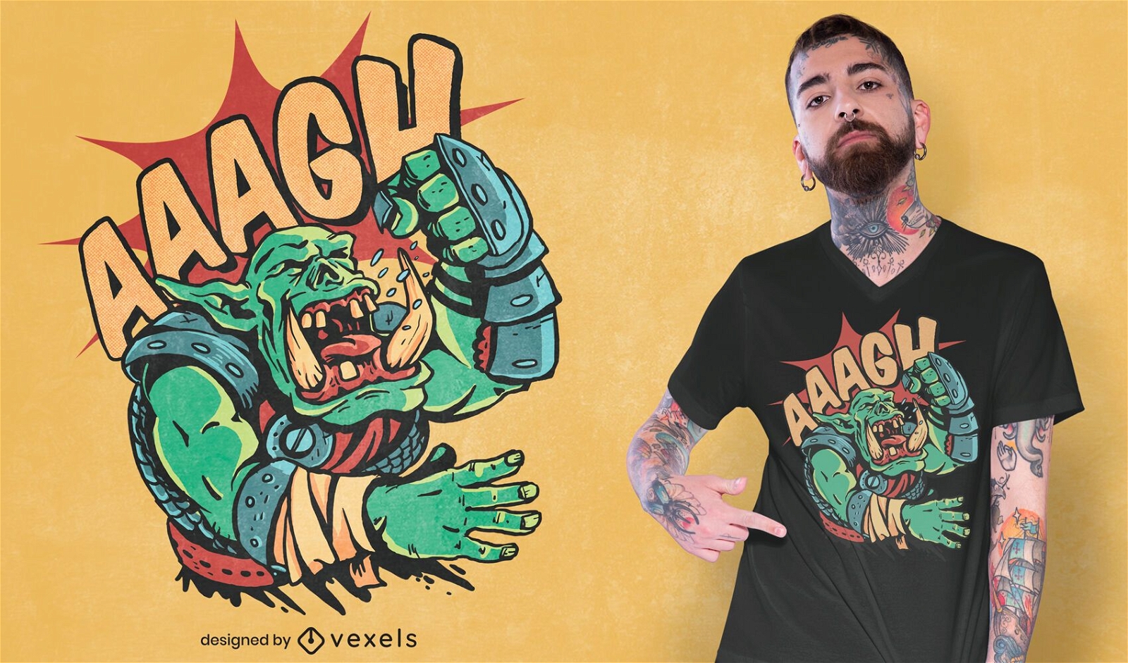 Screaming orc ogre t-shirt design