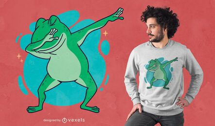 Diseño de camiseta de dibujos animados de rana dabbing