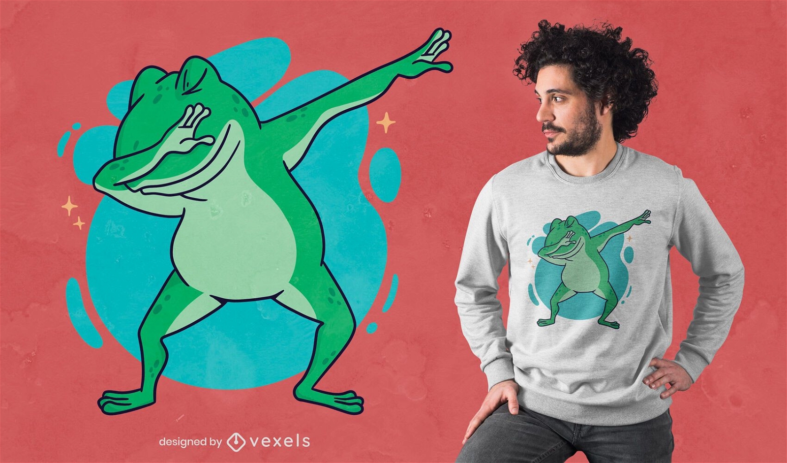 Dabbing frog cartoon t-shirt design