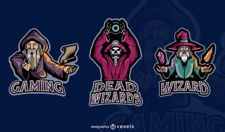 Set of wizard gaming badges