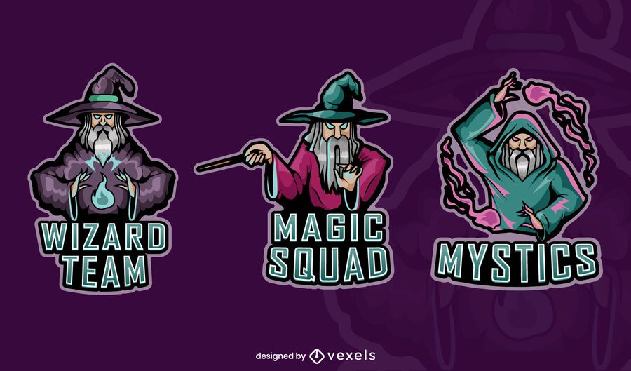 Wizards gaming badges set Wizards gaming badges set
