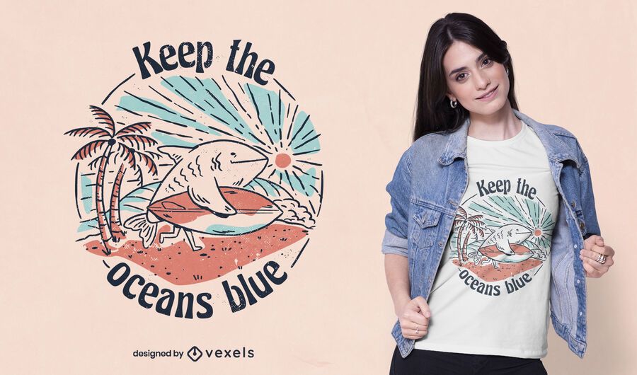 Ocean preservation surfing shark t-shirt design Ocean preservation surfing shark t-shirt design
