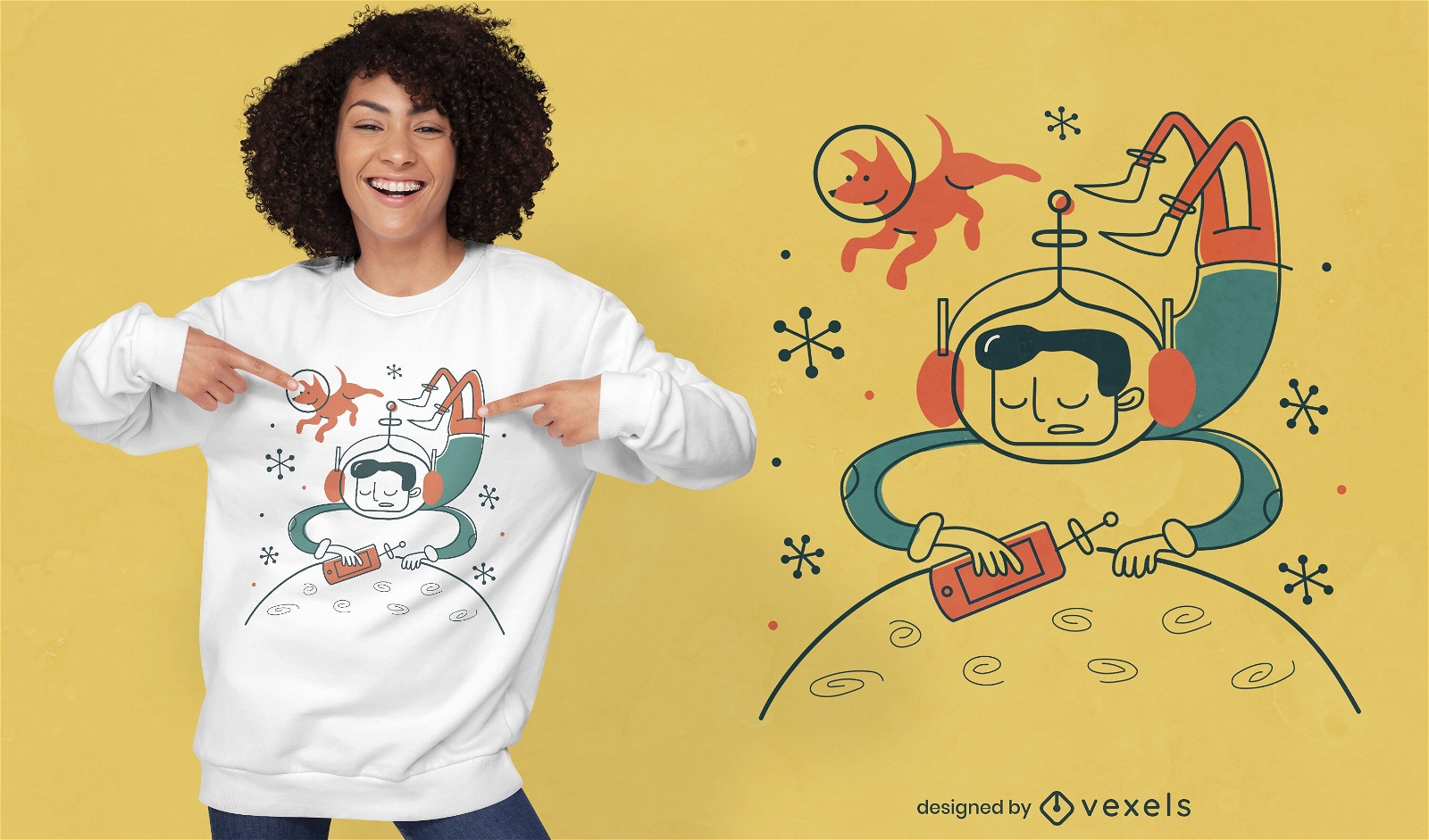 Zuk?nftiger Astronaut mit Hunde-T-Shirt-Design