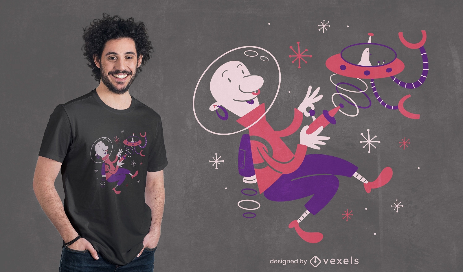 Zuk?nftiges Astronauten-Cartoon-T-Shirt-Design