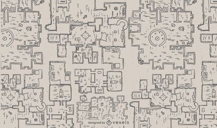 Patrón de mapa de arquitectura de mazmorra de fantasía