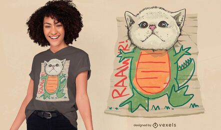 Dinosaurier-Katzenkreatur-T-Shirt-Design
