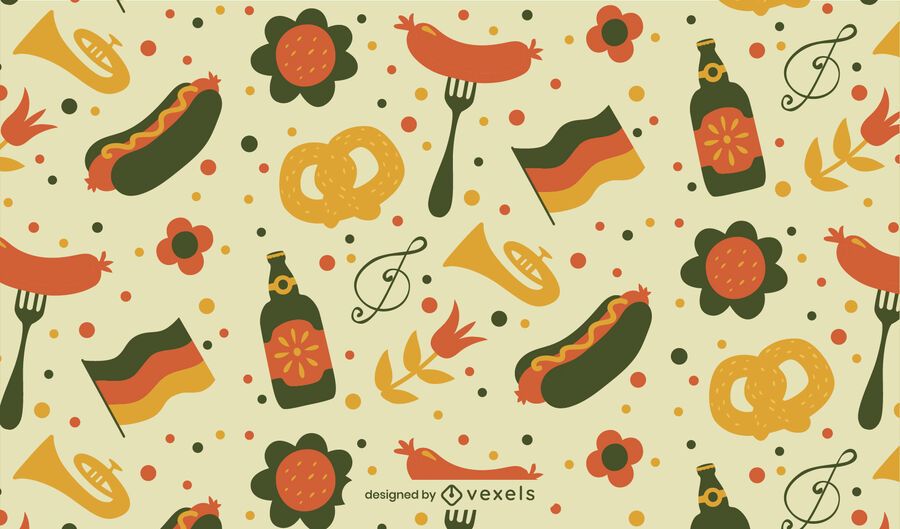 Flat oktoberfest elements pattern Flat oktoberfest elements pattern