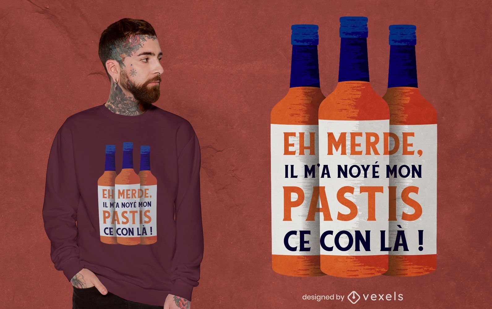 Pastis Flasche Zitat T-Shirt Design
