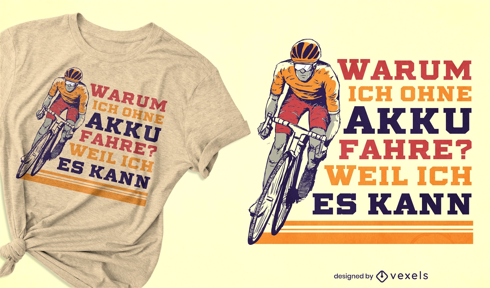 Fahrradfahrer-Illustrations-T-Shirt-Design