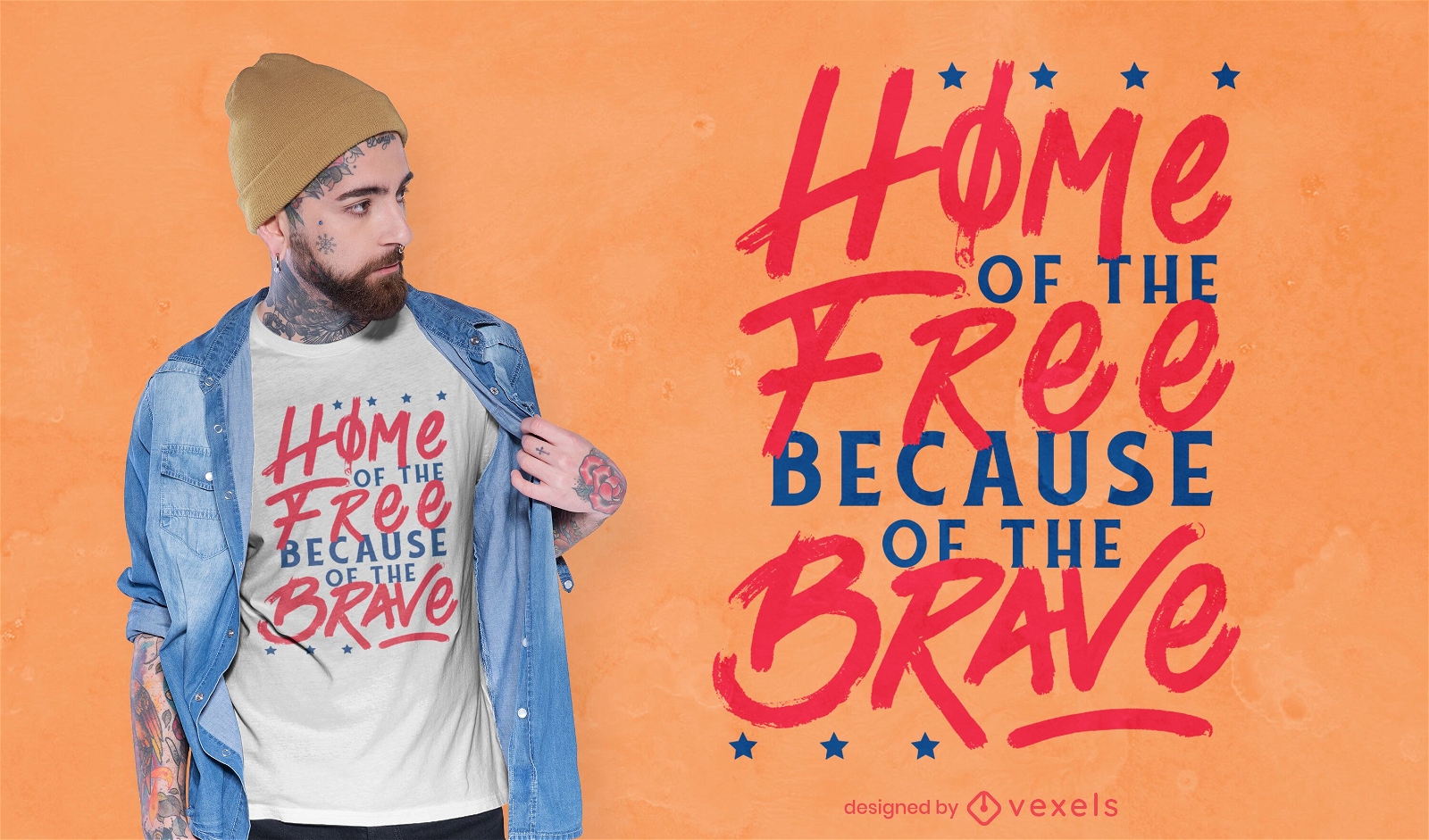 Free and brave usa quote t-shirt design