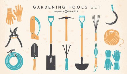 Set flacher Gartenelemente
