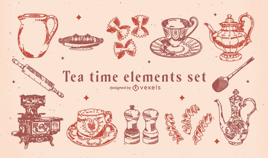 Tea time vintage elements Tea time vintage elements