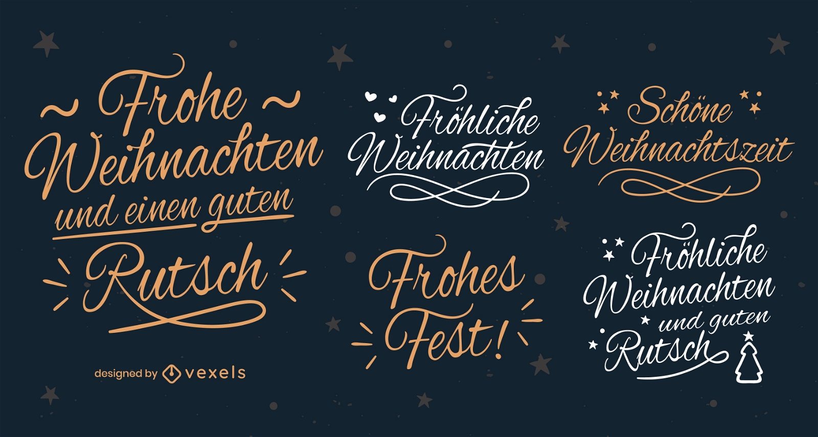 German christmas lettering badges