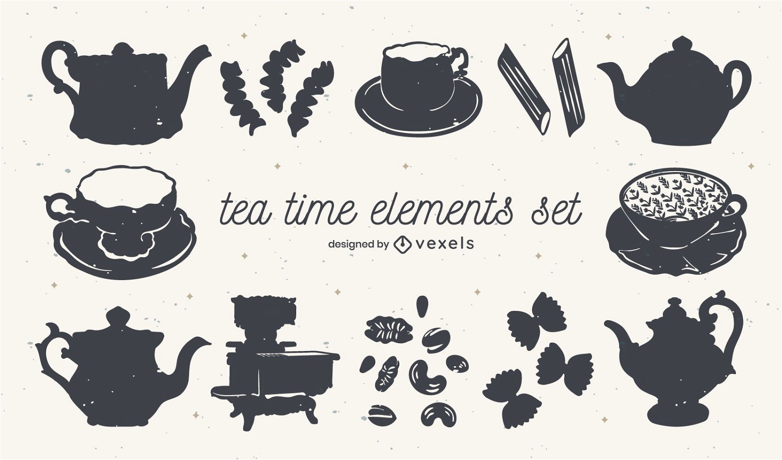 Set mit ausgeschnittenen Elementen f?r die Teezeit