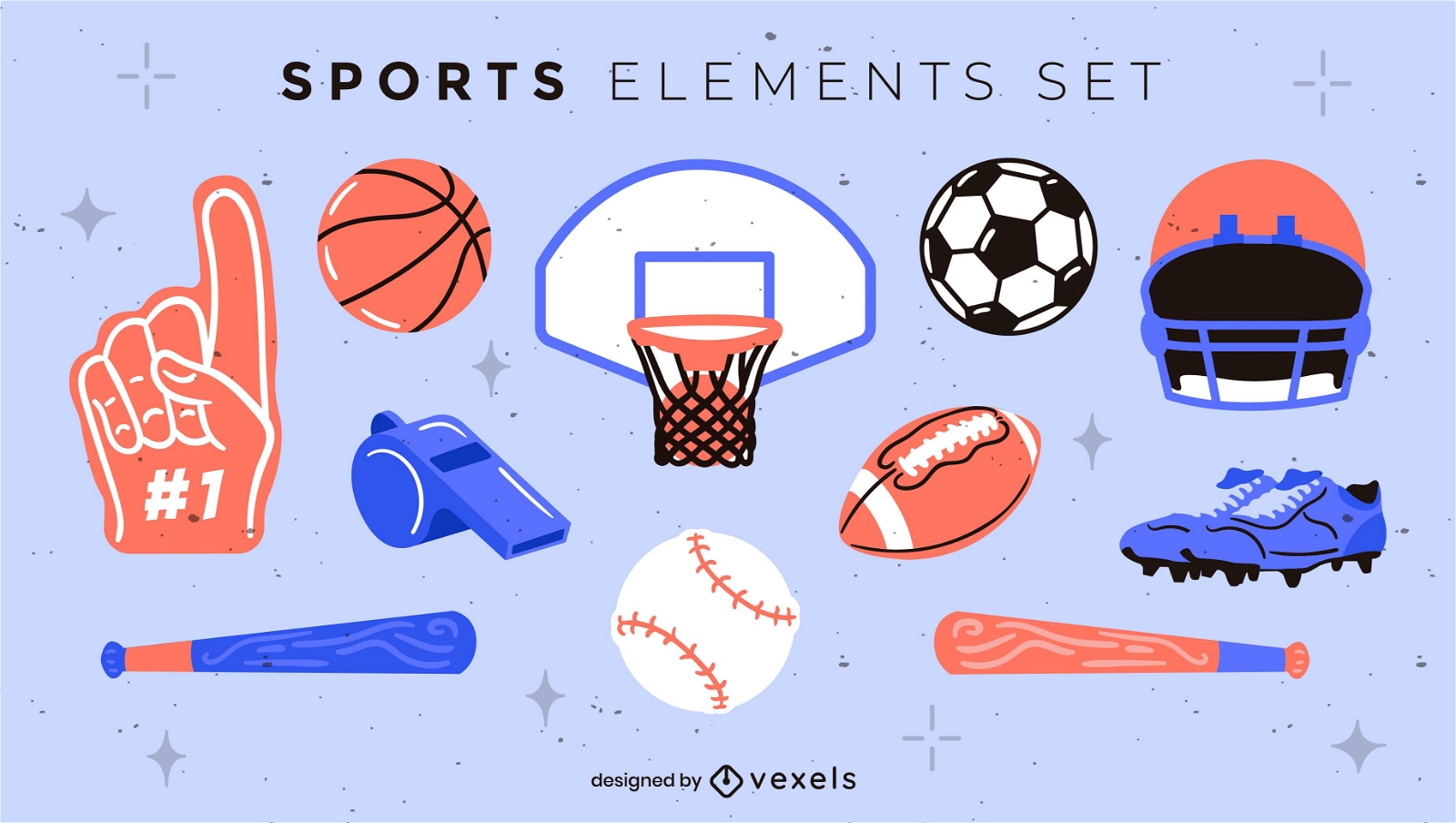 Conjunto de elementos de esporte simples
