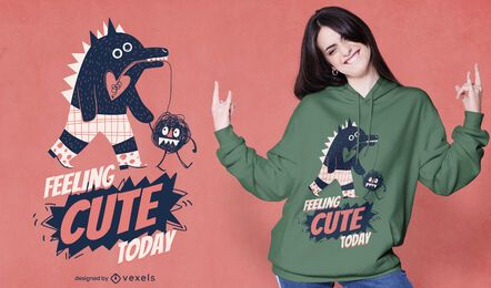 Monster Walking Haustier süßes T-Shirt Design