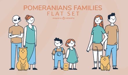 Cartoon-Pommern-Familien eingestellt
