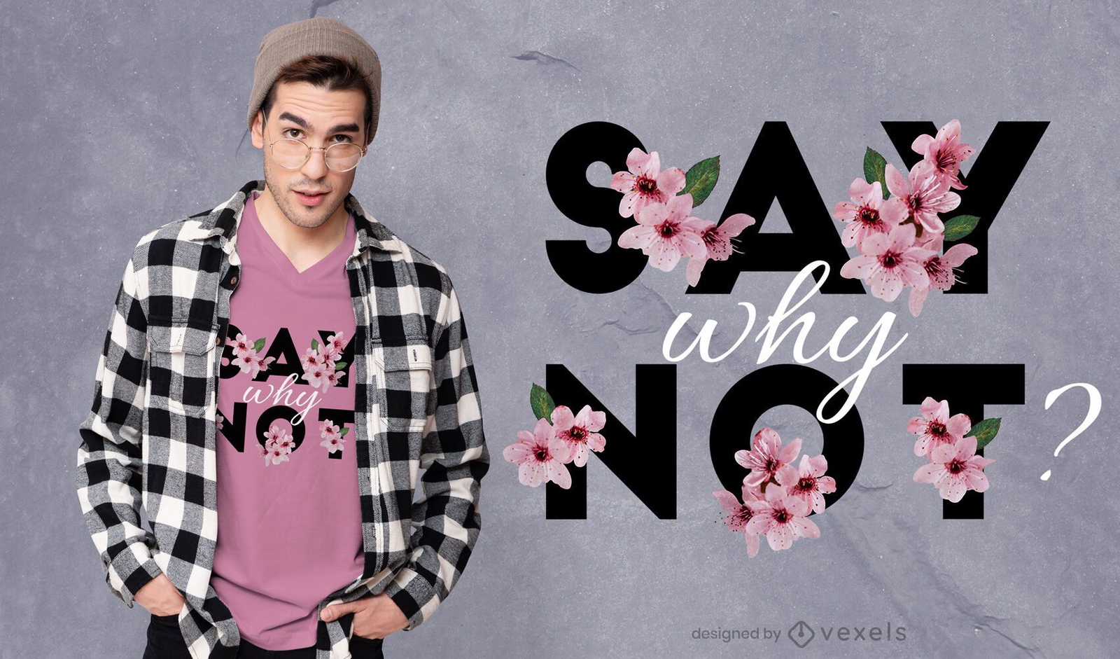 Di por qué no diseño floral de camiseta psd