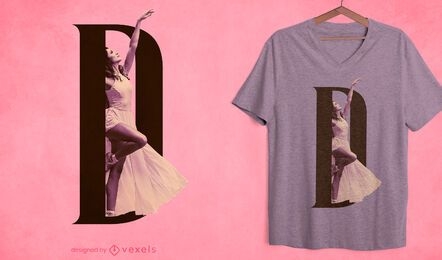 Design de camiseta com letra feminina D psd